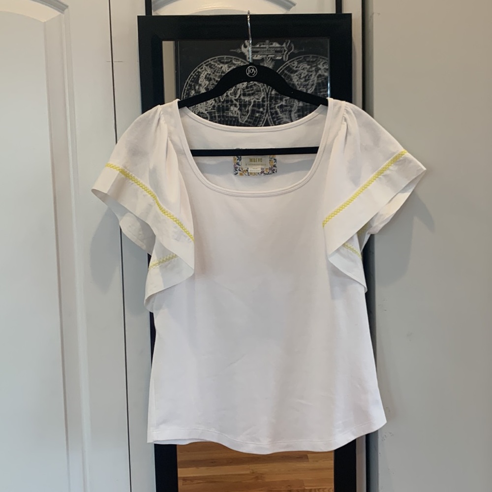 MAEVE Anthropologie Flutter Sleveve Top